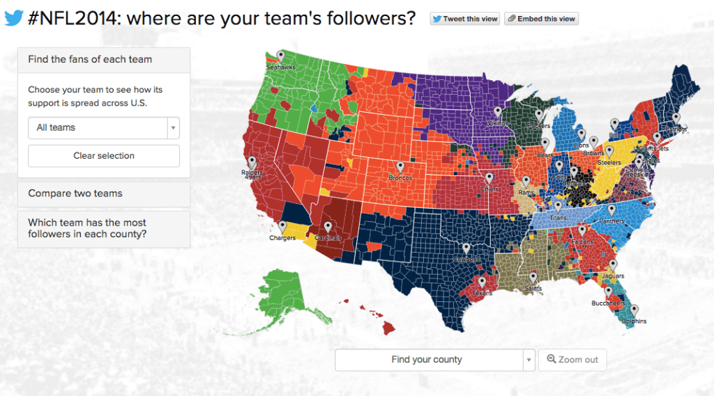 NFL followers mapped